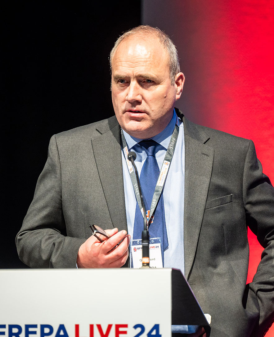 Speaker at the BFREPA Live podium